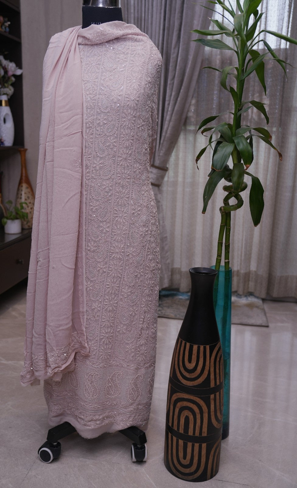 Pure Georgette Chikankari & Katdana 2-Piece Suit Set