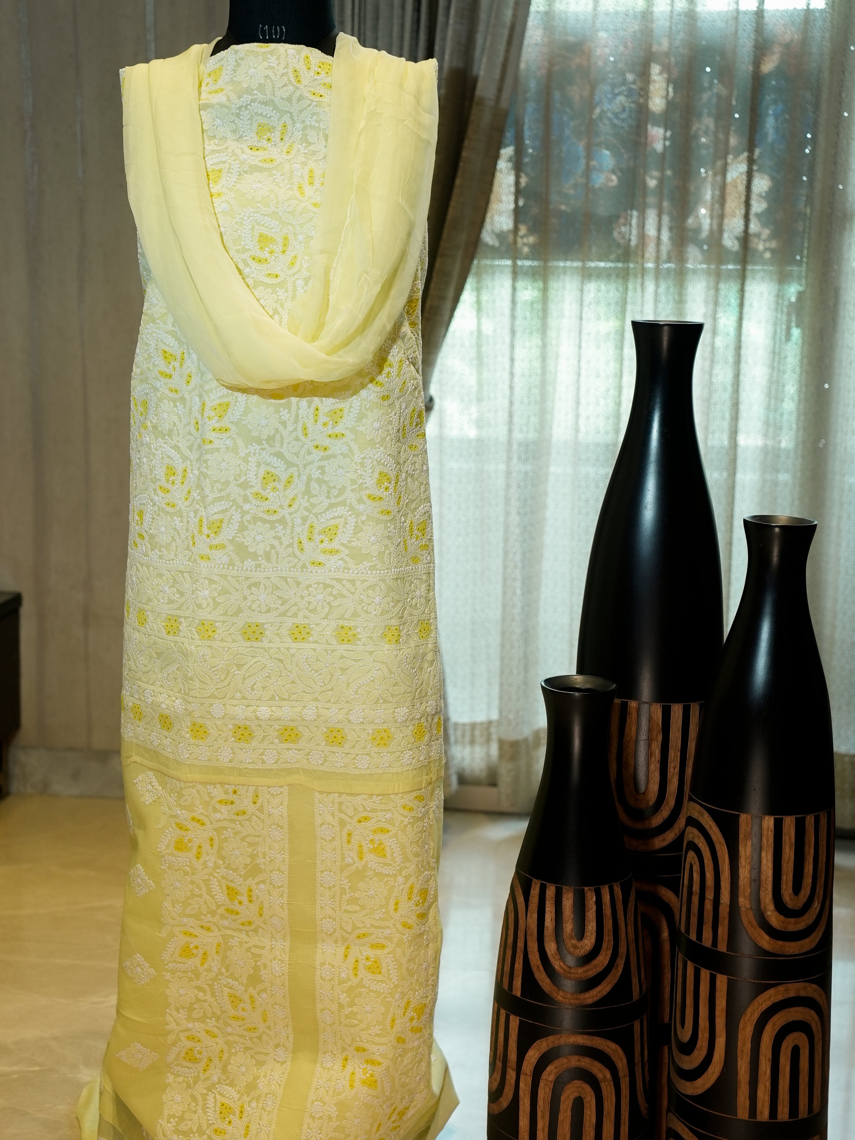 Pure Cotton with Katdana Work & Chikankari, 3-Piece Set