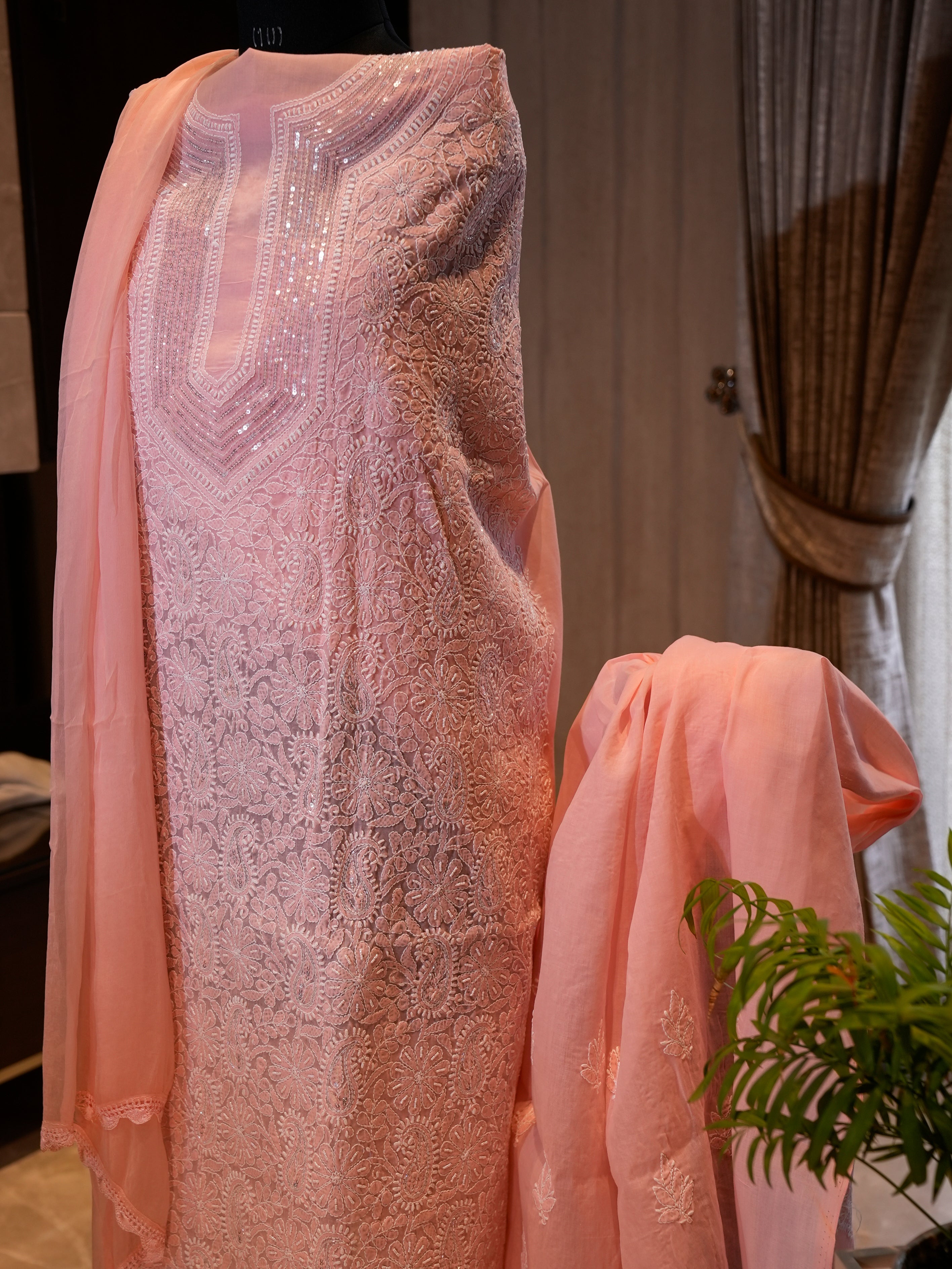 Pure Cotton with Katdana Work & Chikankari, 3-Piece Set