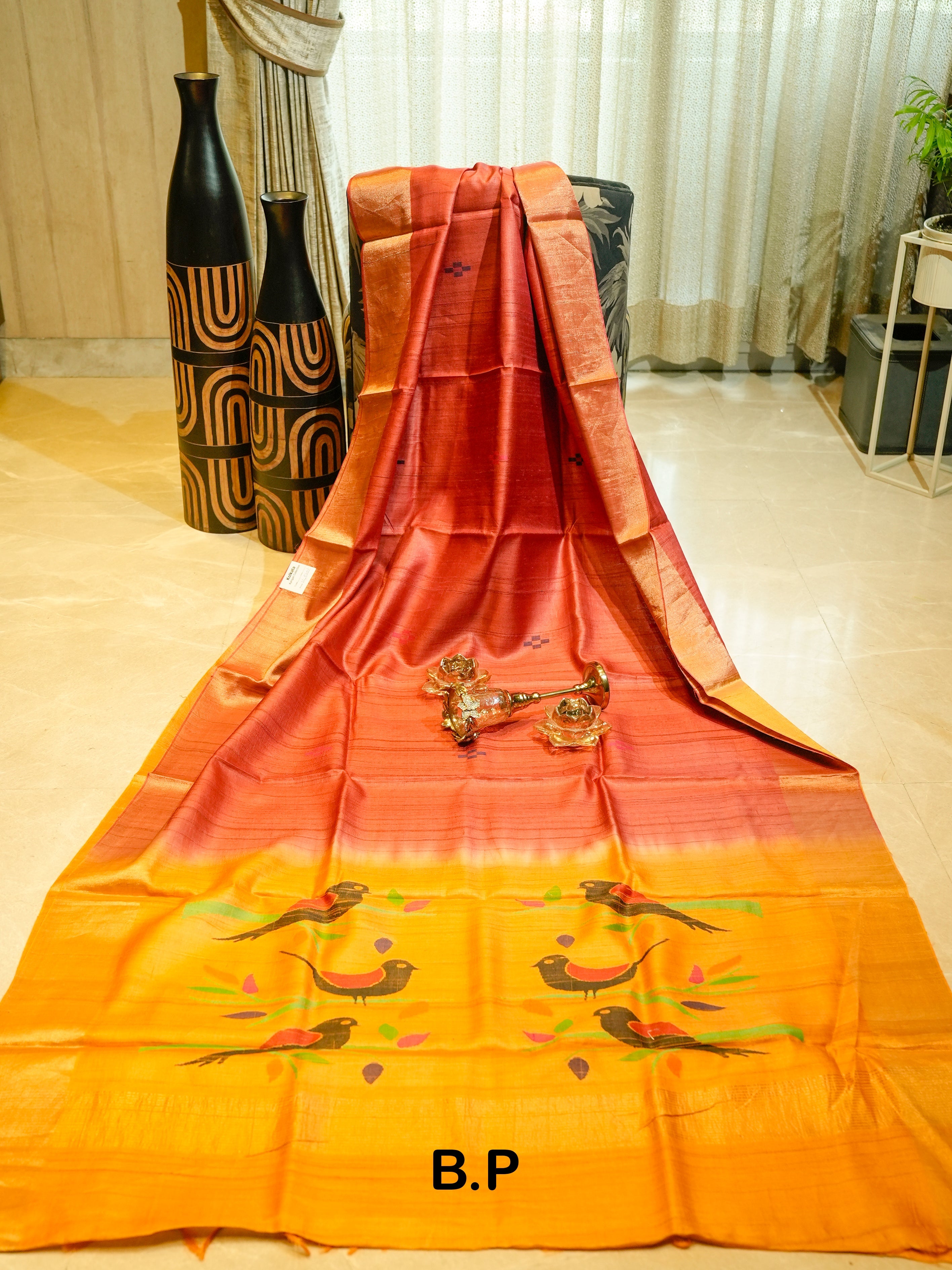 Pure Tassar Silk with Hand Woven Pallu Work