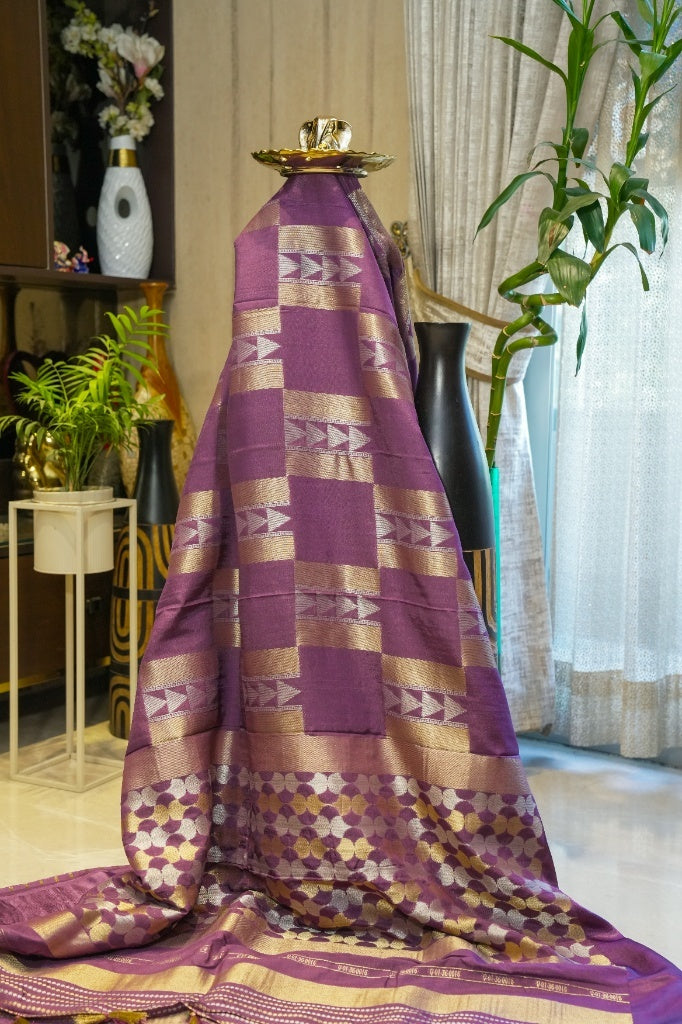Premium Banarasi Mauve Soft Silk Saree