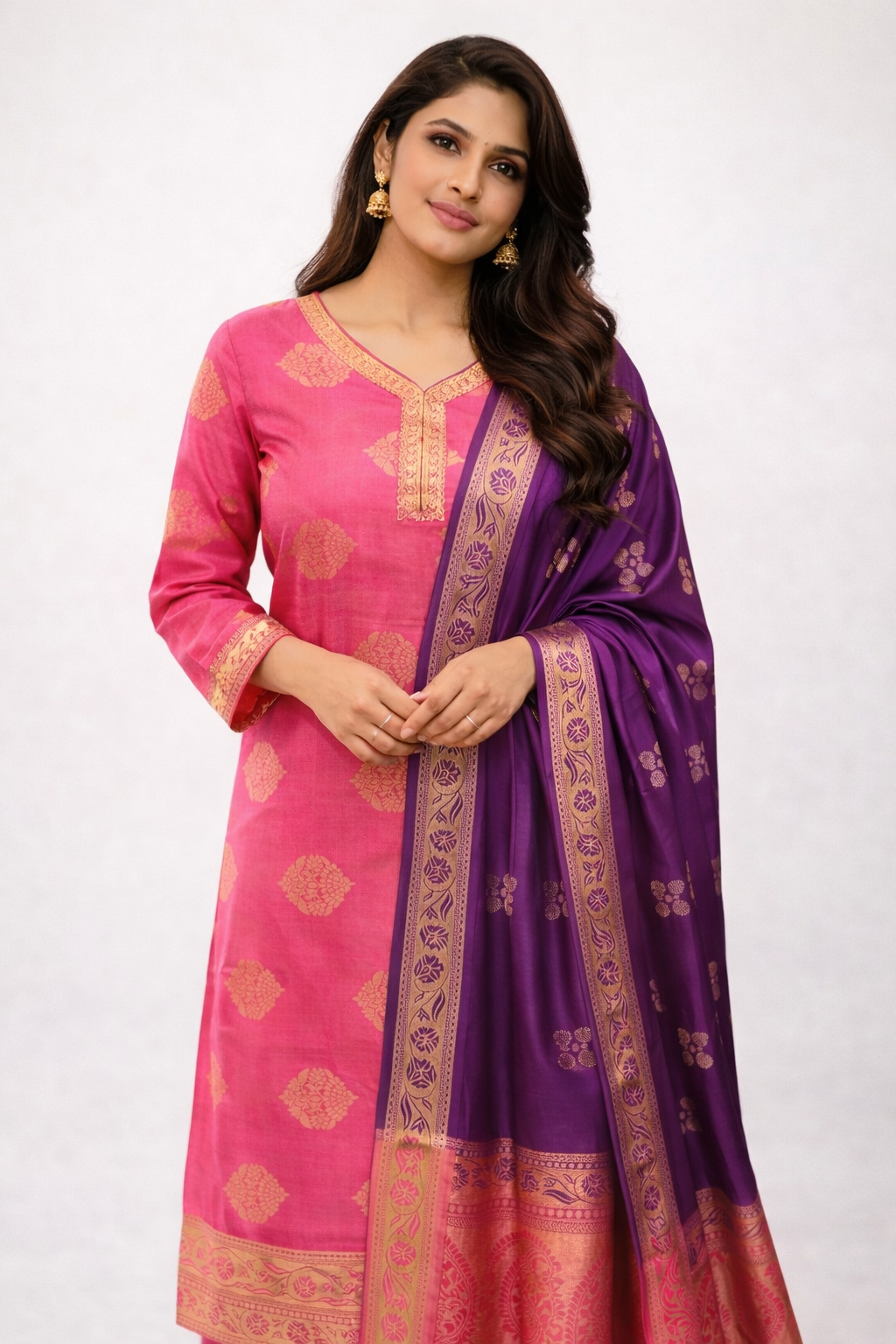 Premium Banarasi 2-Shade Pure Silk Suit