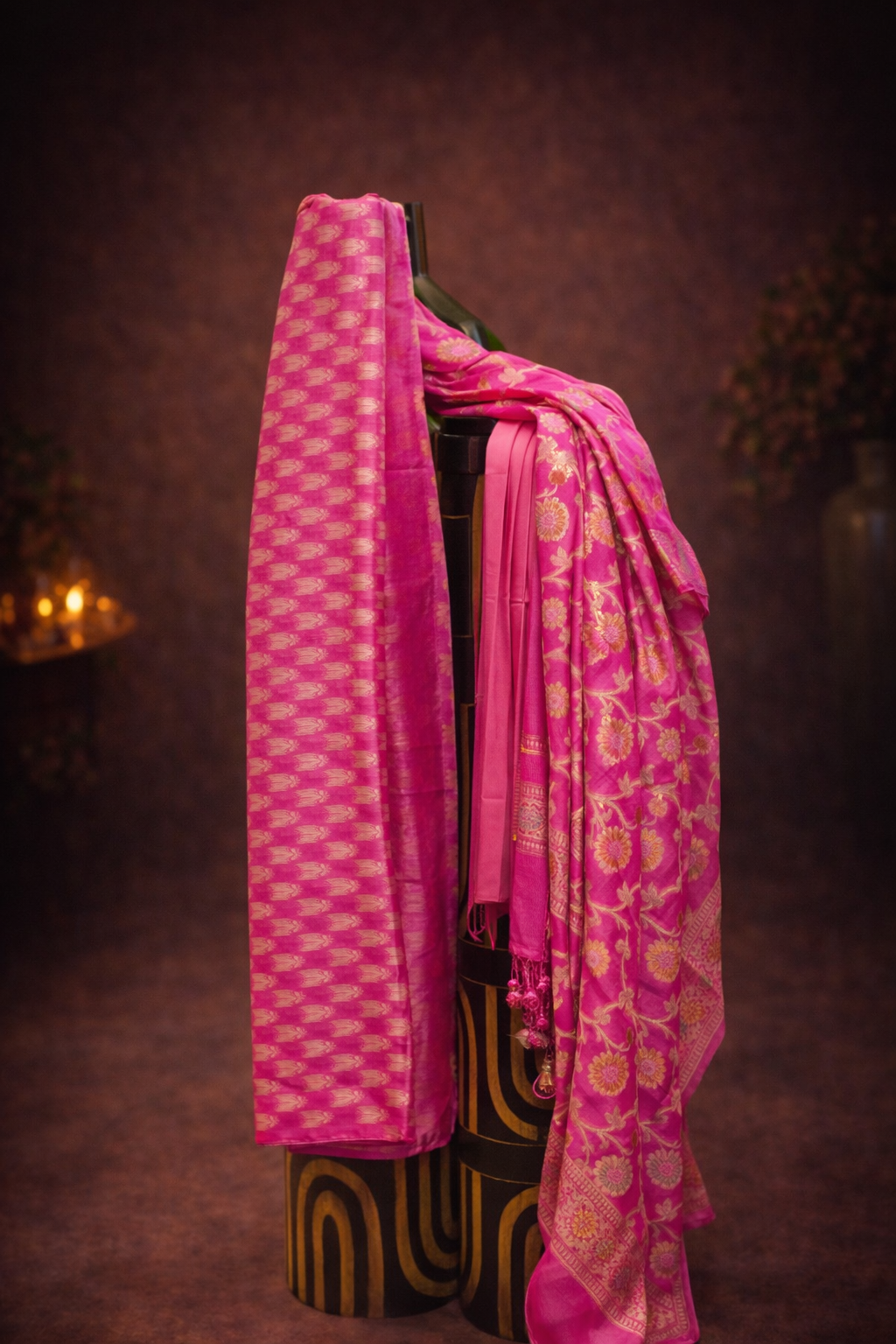 Premium Banarasi Pink Khaddi Georgette Suit
