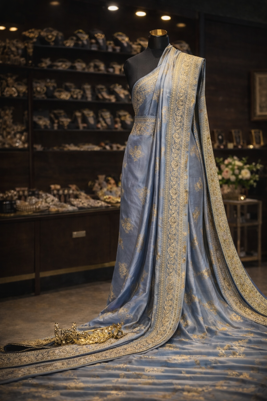 Premium Banarasi Still Grey Soft Silk Saree With Zari Work