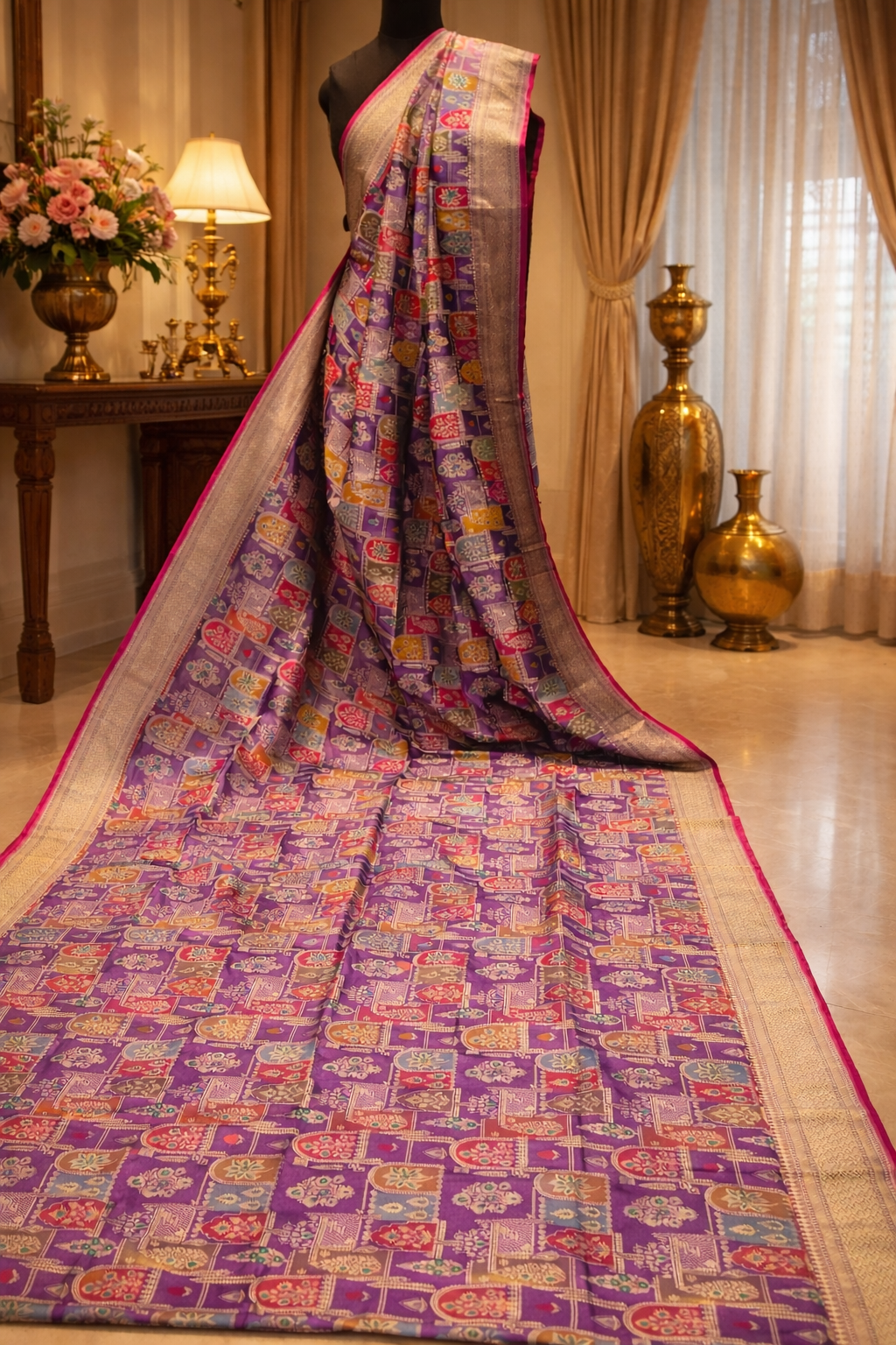 Premium Banarasi Mauve Pure Rangkat Silk Saree