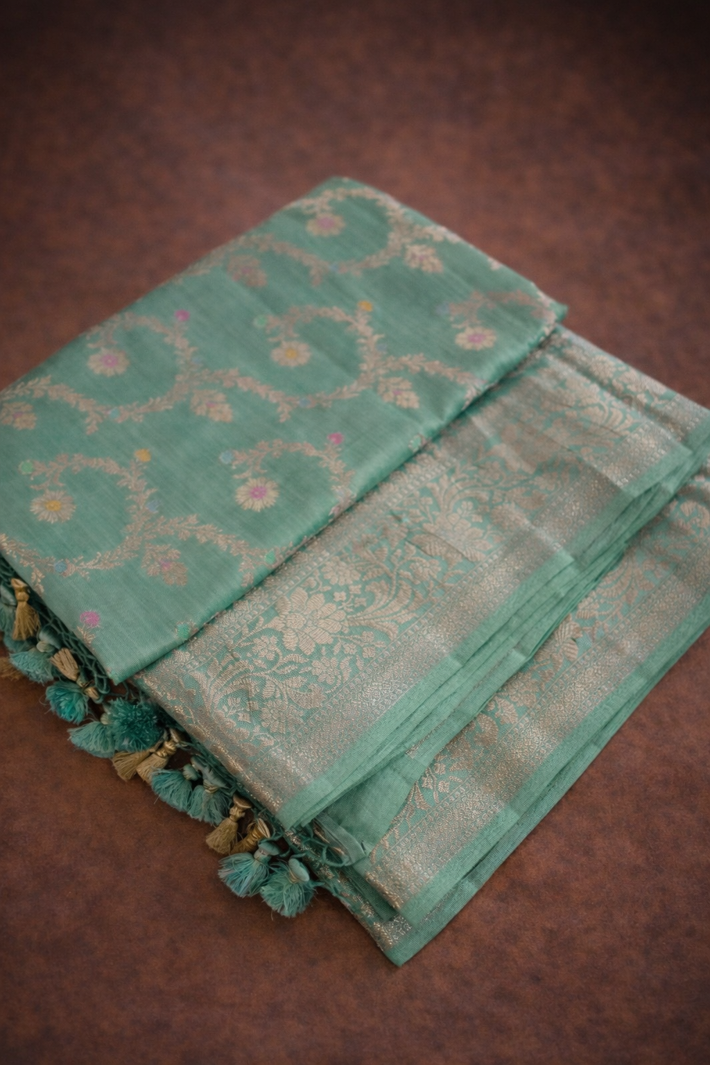 Premium Banarasi Sea Green Munga Silk Saree