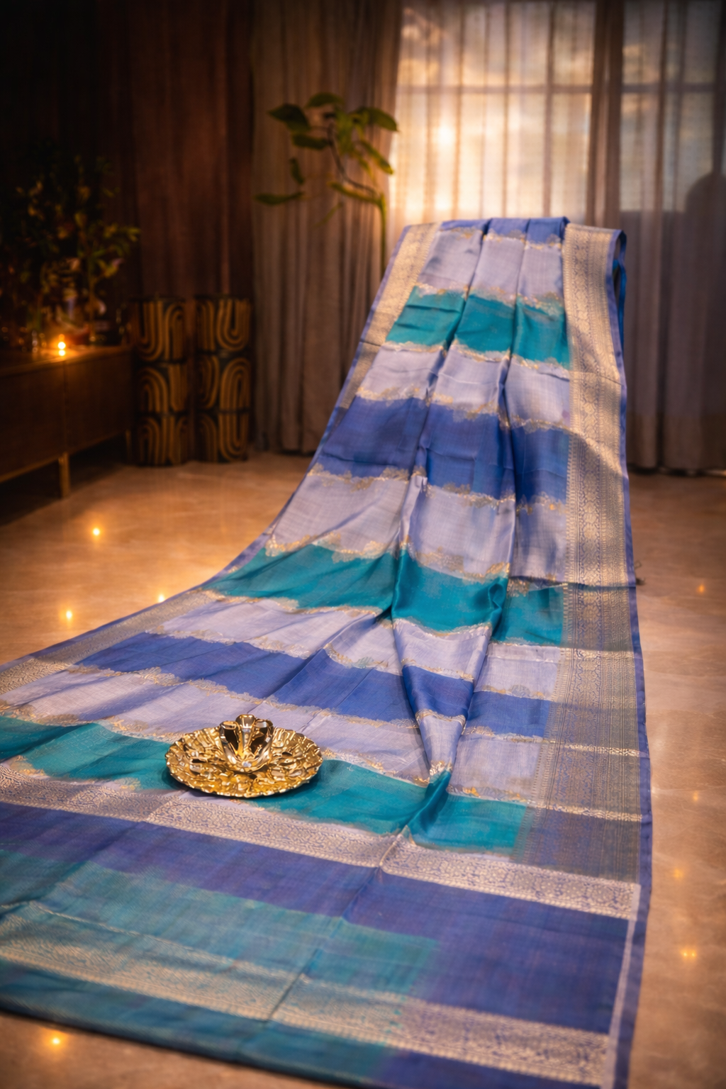Premium Banarasi 3-Shade Rangkat Silk Saree