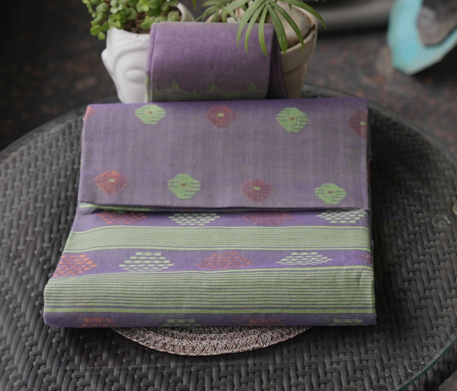 Pure Cotton Handwoven Bengal Jamdani Saree - MaitryCouture
