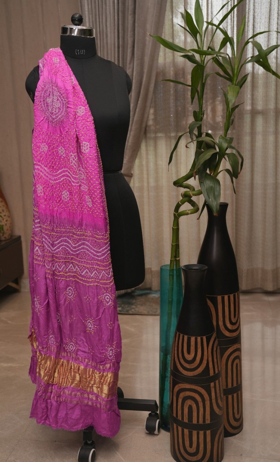 Pure Gajji Silk Rai Bandhej Dupatta - MaitryCouture